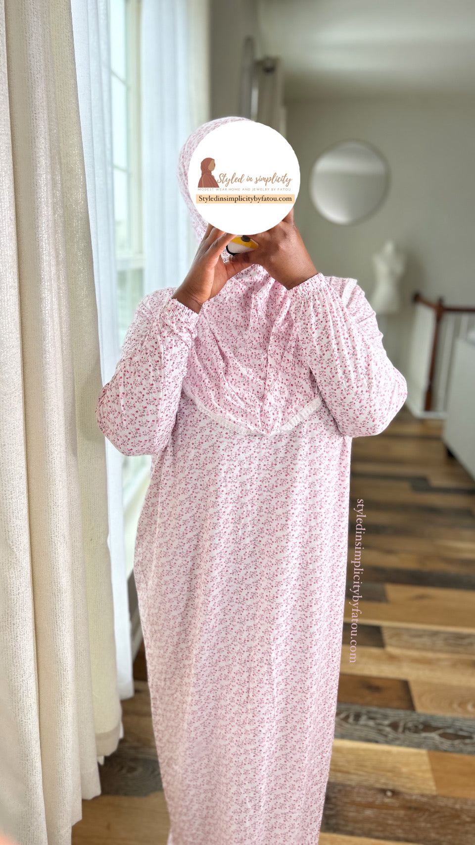 Cotton flower prayer dress with hijab attached