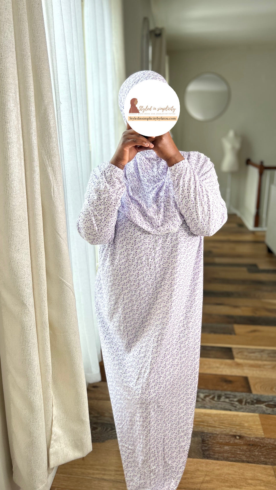 Cotton flower prayer dress with hijab attached