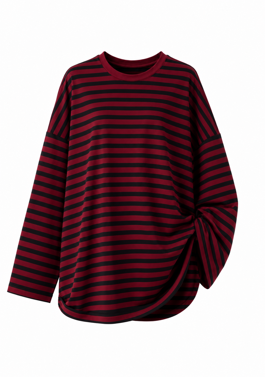 Oversized 80% Cotton Striped Modest Top for Women