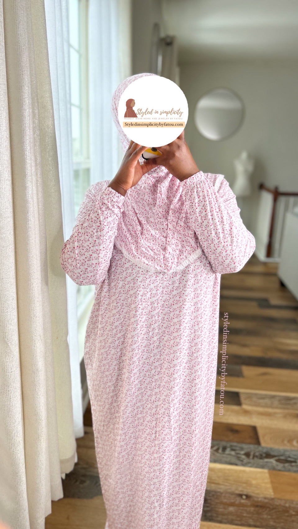 Cotton flower prayer dress with hijab attached