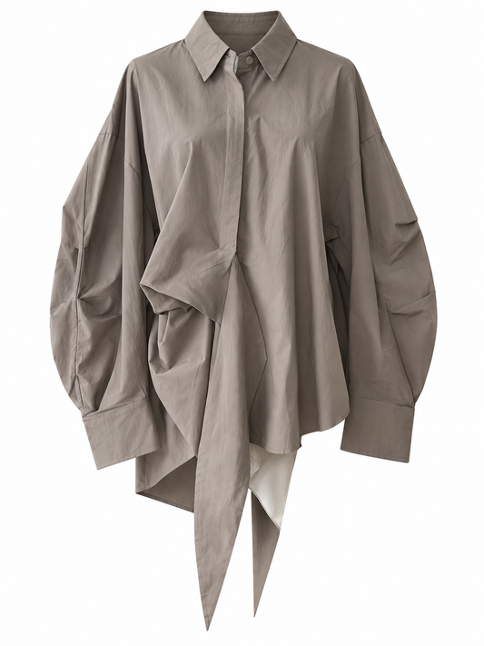 Cotton blend asymmetrical modest blouse