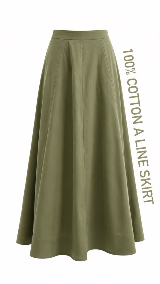 A Line 100% Cotton maxi skirt