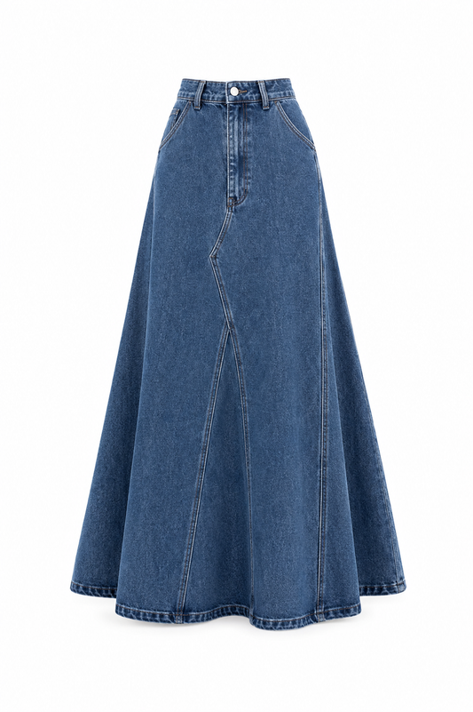 70% cotton jean maxi modest skirt