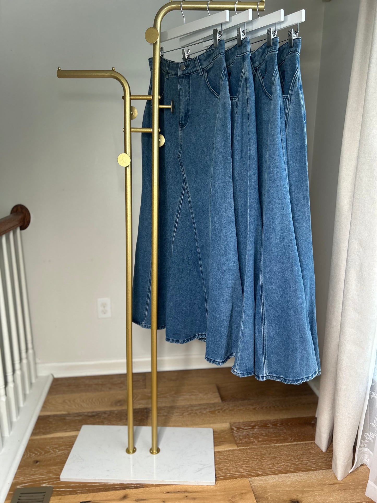 70% cotton jean maxi modest skirt