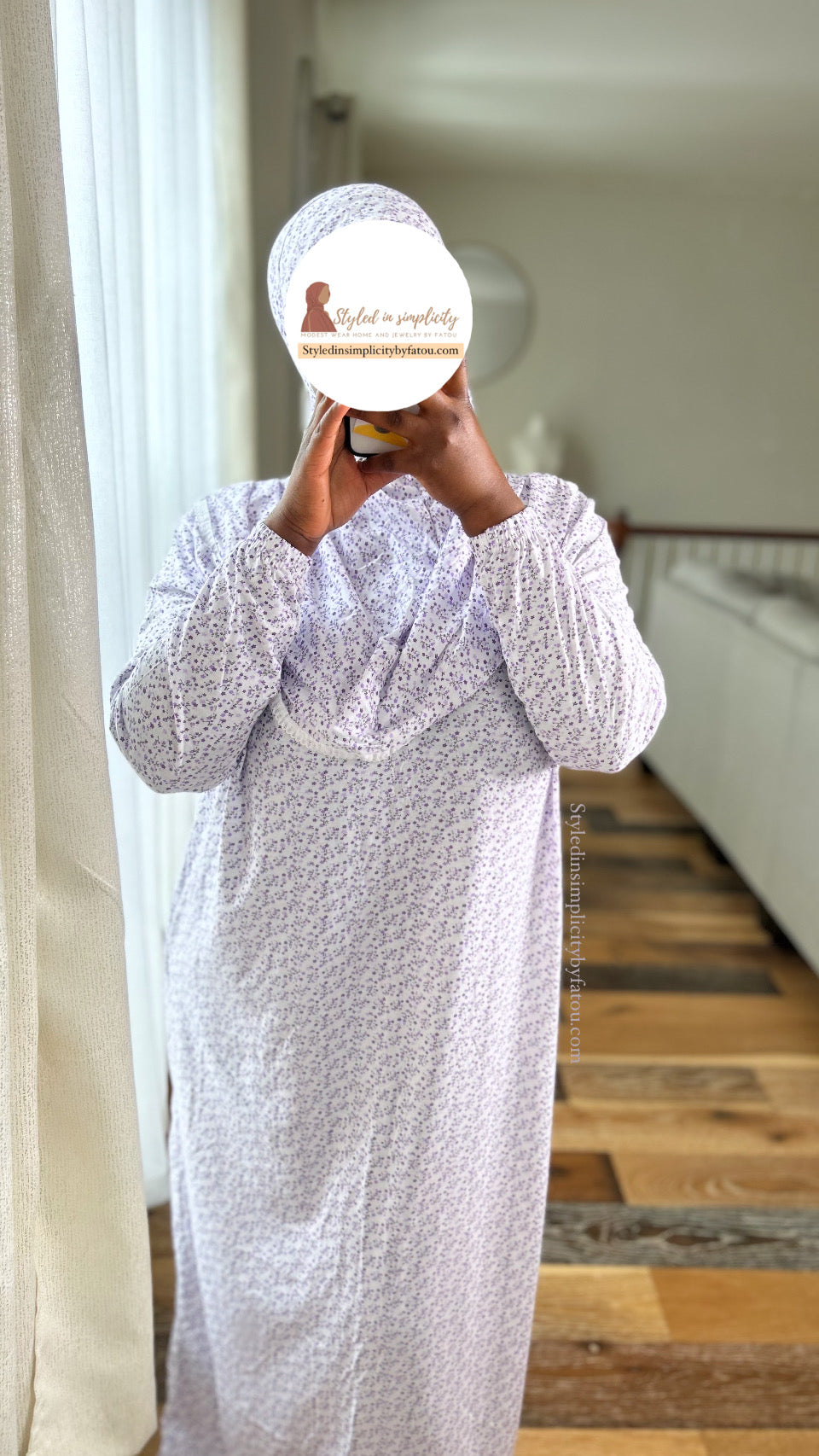 Cotton flower prayer dress with hijab attached