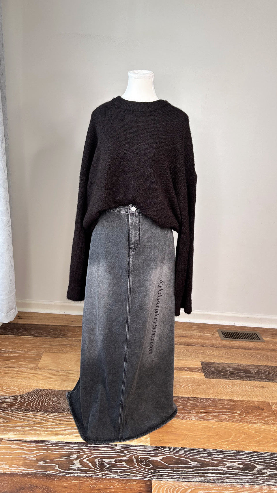 Denim 100% cotton jean maxi skirt