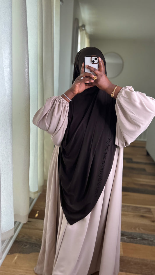 Long jersey premium khimar abaya set