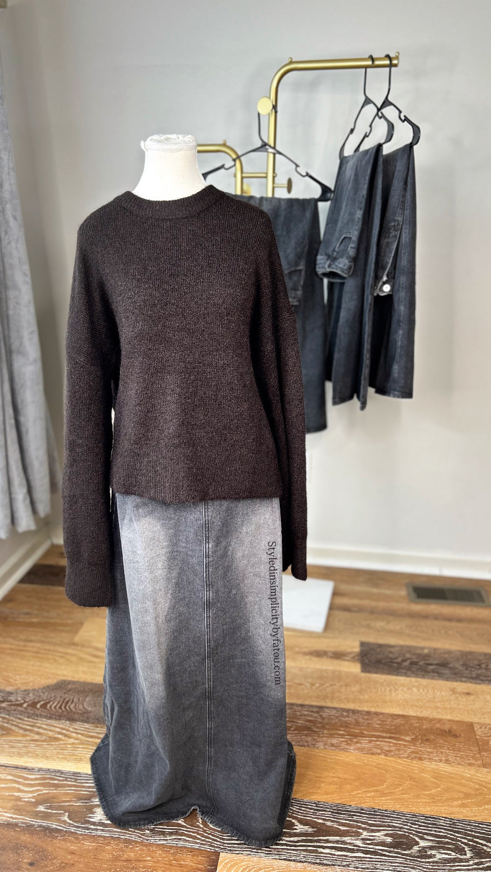 Denim 100% cotton jean maxi skirt