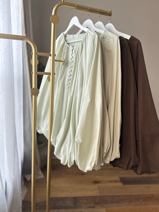 100% Cotton Modest Top for Women, Oversized Balloon Sleeve Blouse, Loose Flowy Muslim Hijabi Shirt