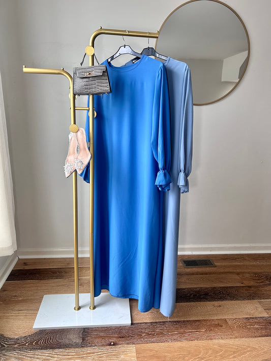 Blue flare slevve abaya