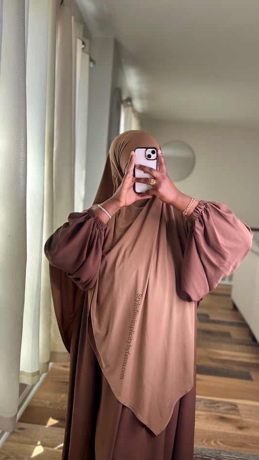 Long jersey premium khimar abaya set