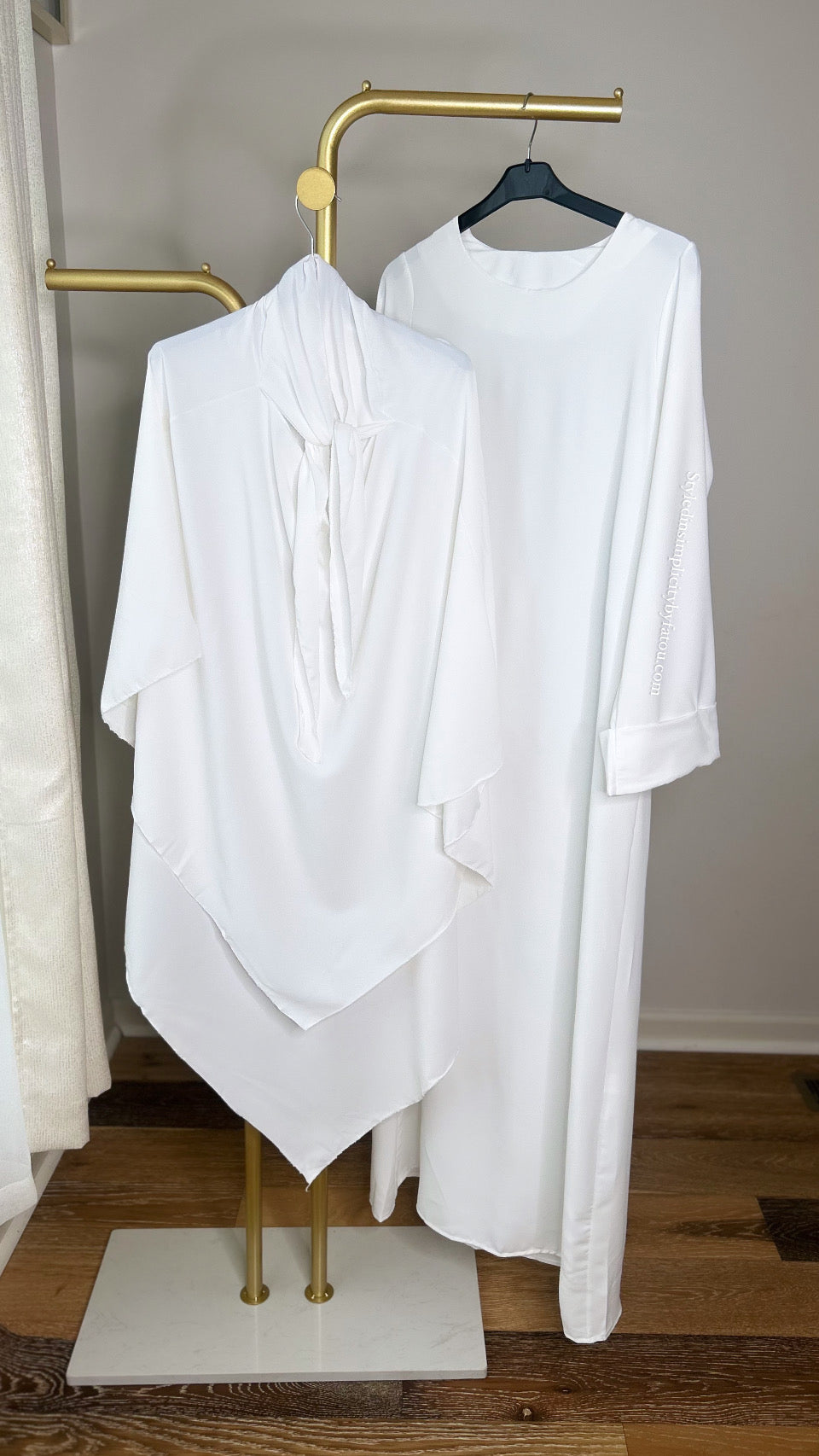 All white Abaya khimar set