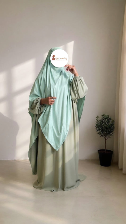 Long jersey premium khimar abaya set