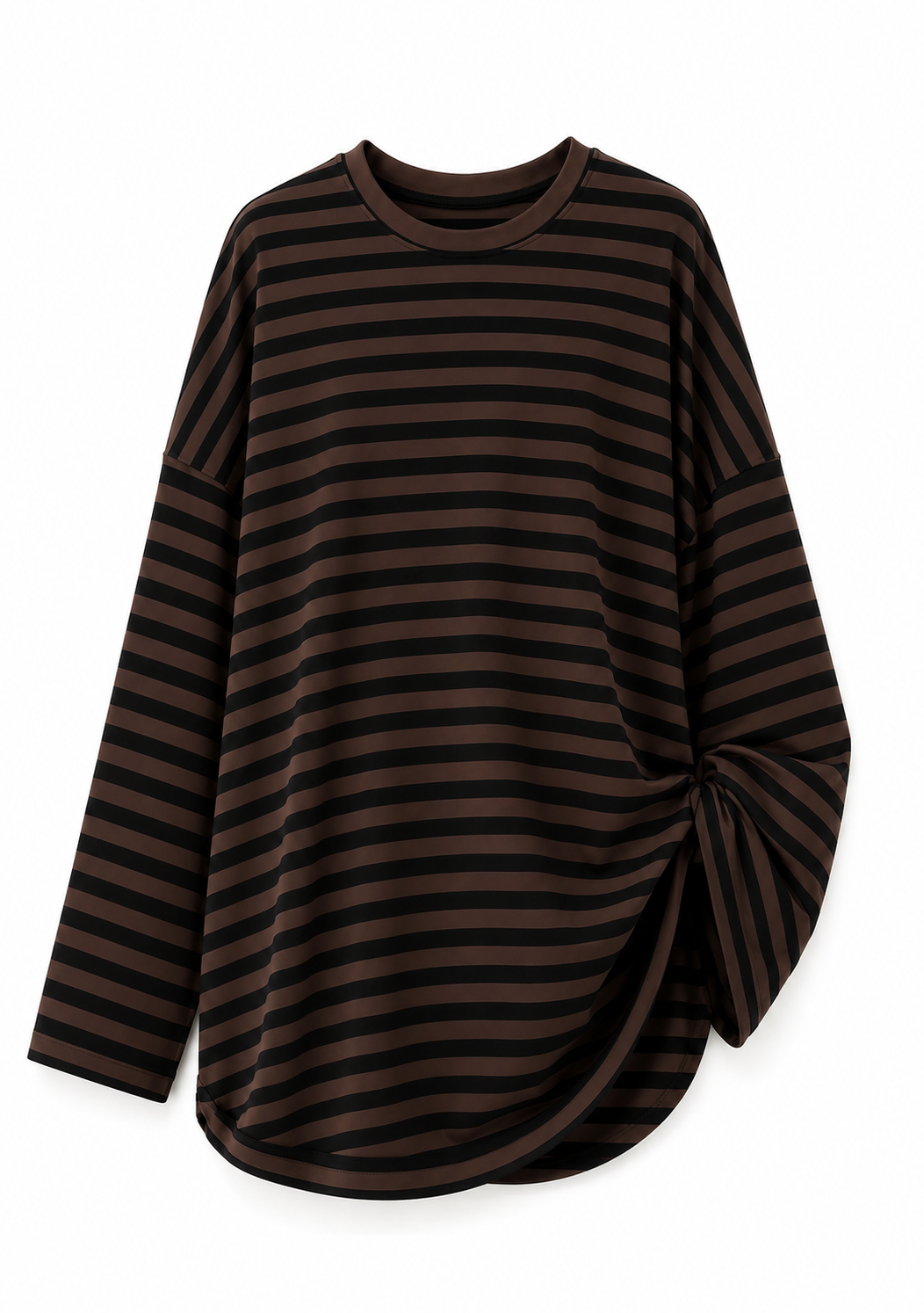 Oversized 80% Cotton Striped Modest Top for Women