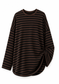 Oversized 80% Cotton Striped Modest Top for Women