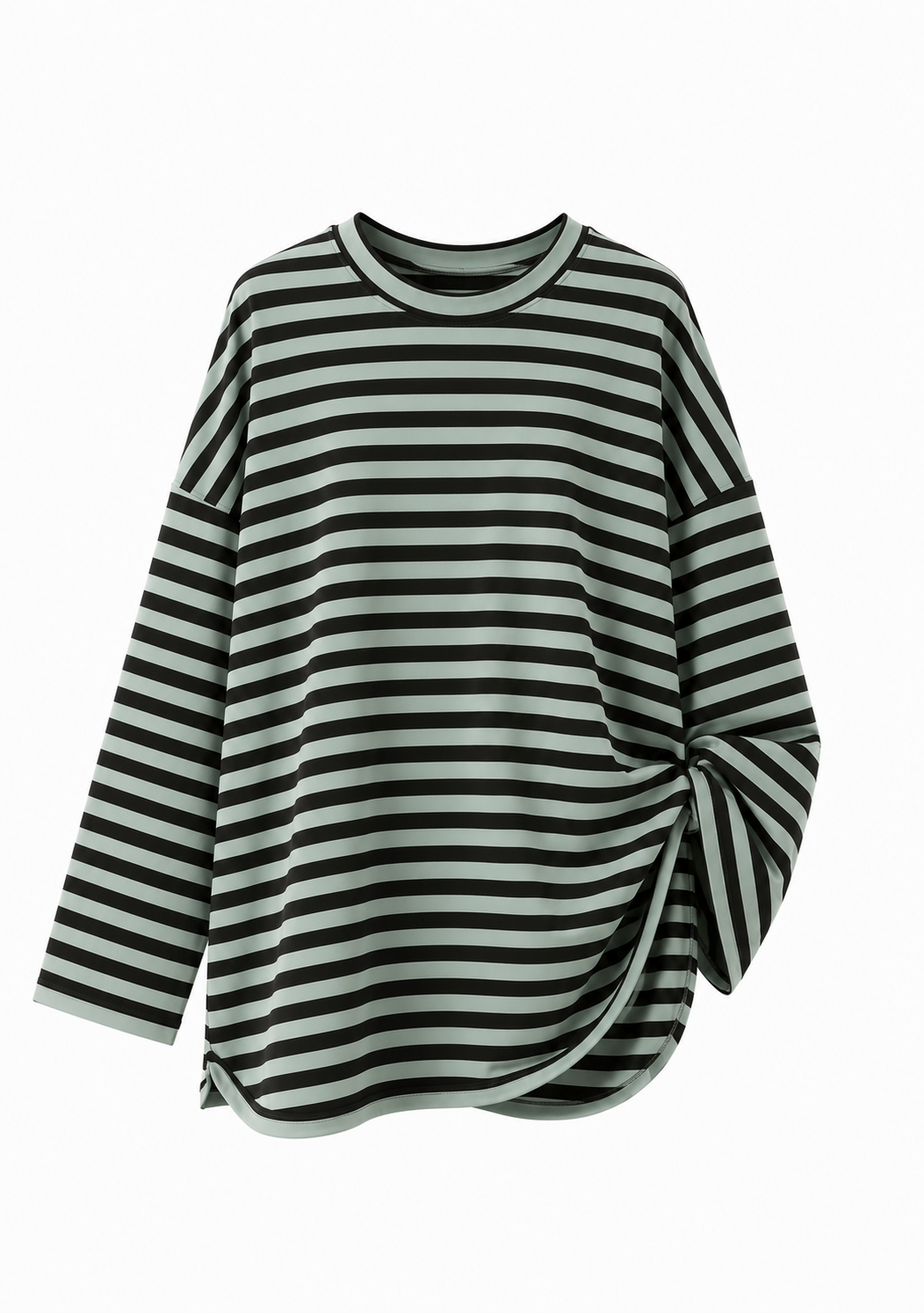 Oversized 80% Cotton Striped Modest Top for Women