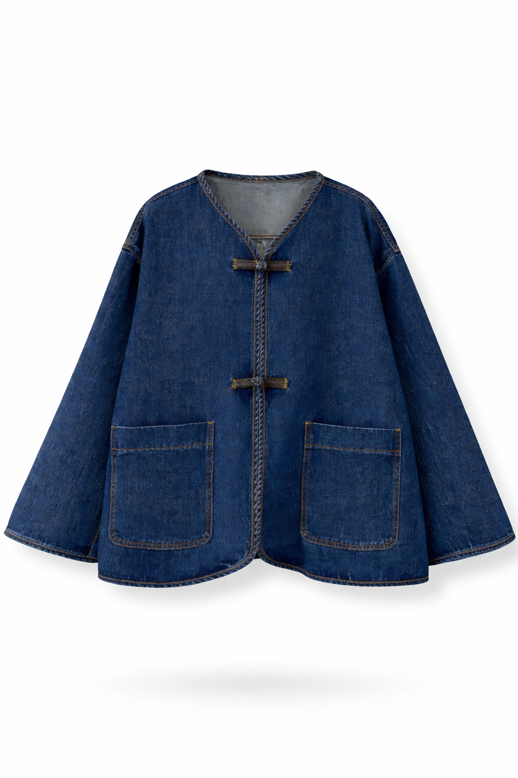 Denim Modest Oversized Abaya Top – Cotton Jean Jacket Tunic for Women – Loose Fit Muslim Layering Shirt – Casual Maxi Outerwear