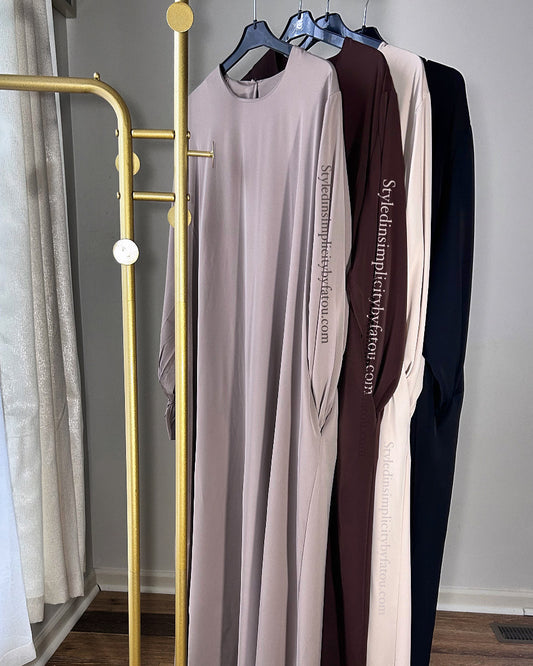 Premium Medina silk with Pockets Blue flare slevve abaya