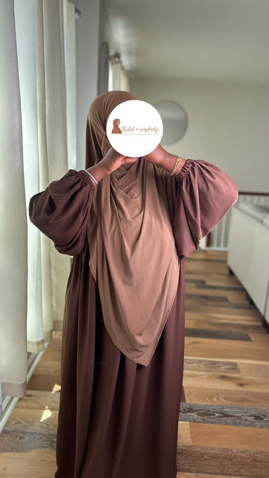 Long jersey premium khimar abaya set