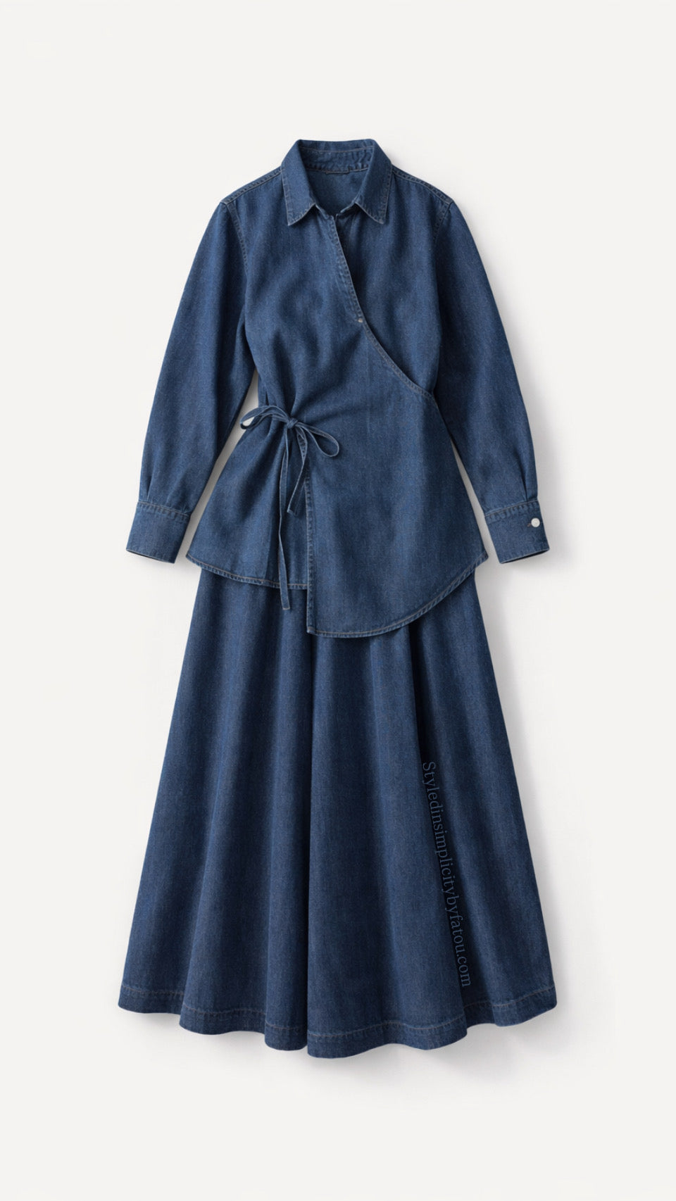 Denim skirt top set