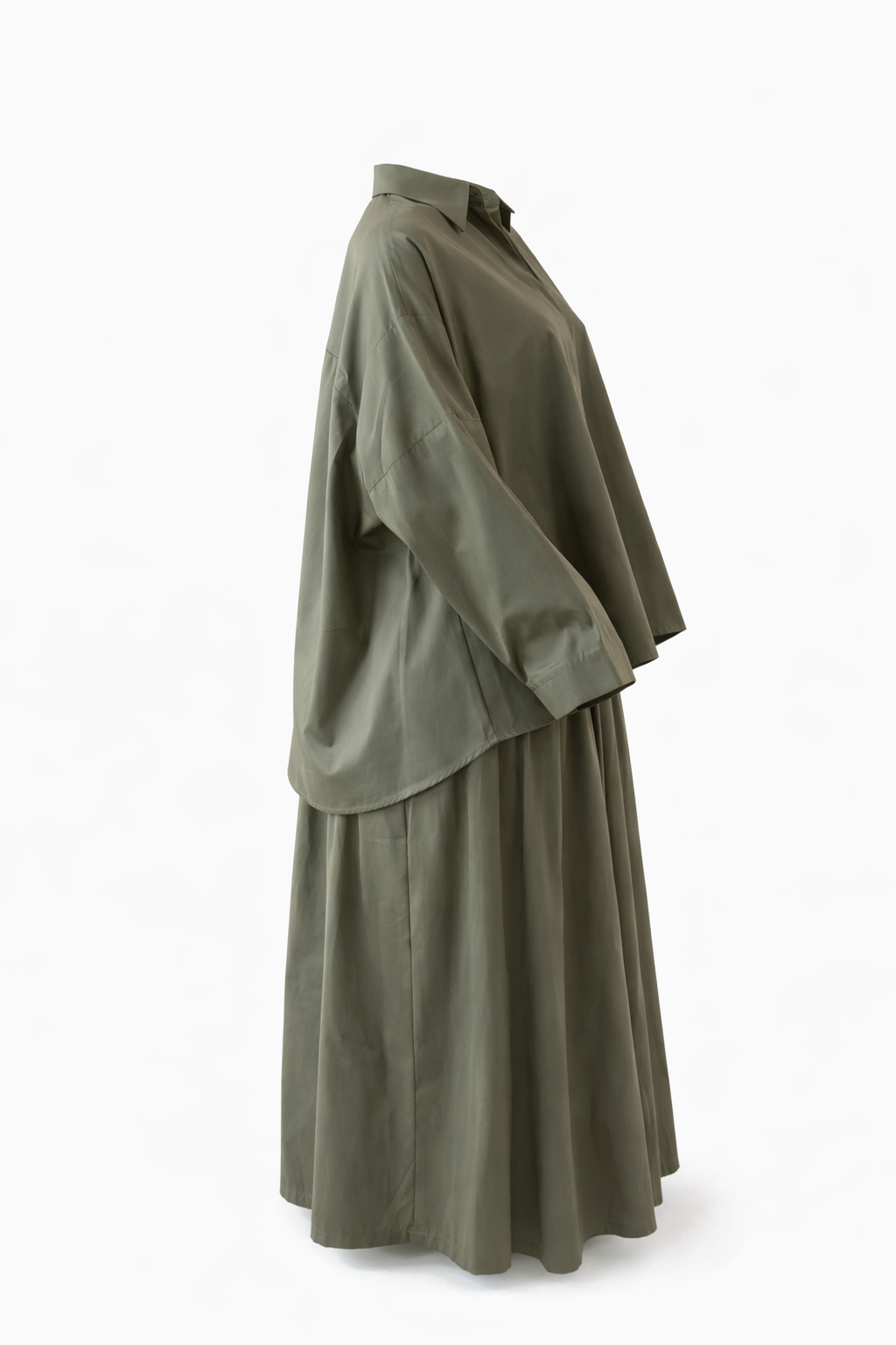 Modest Loose Fit Cotton Shirt & Maxi Skirt Set – Elegant Two-Piece Modest Outfit
