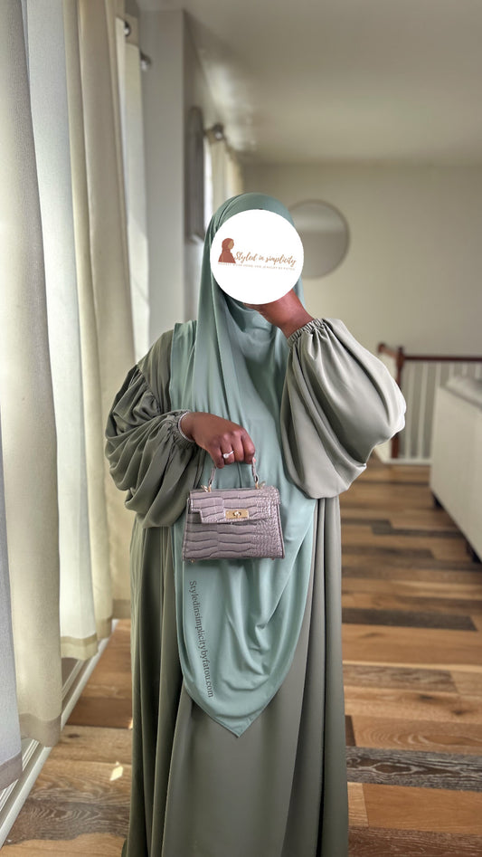 Long jersey premium khimar abaya set