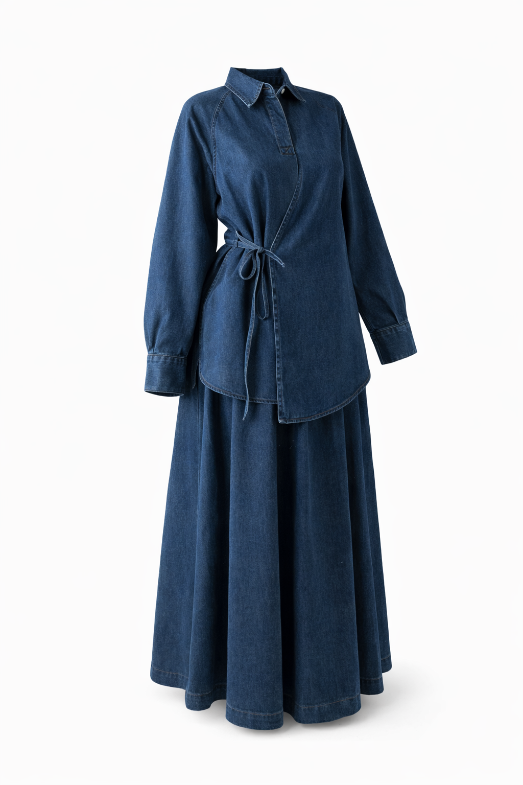 Denim skirt top set