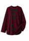 Oversized 80% Cotton Striped Modest Top for Women