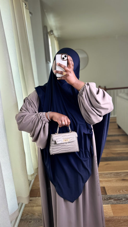 Long jersey premium khimar abaya set