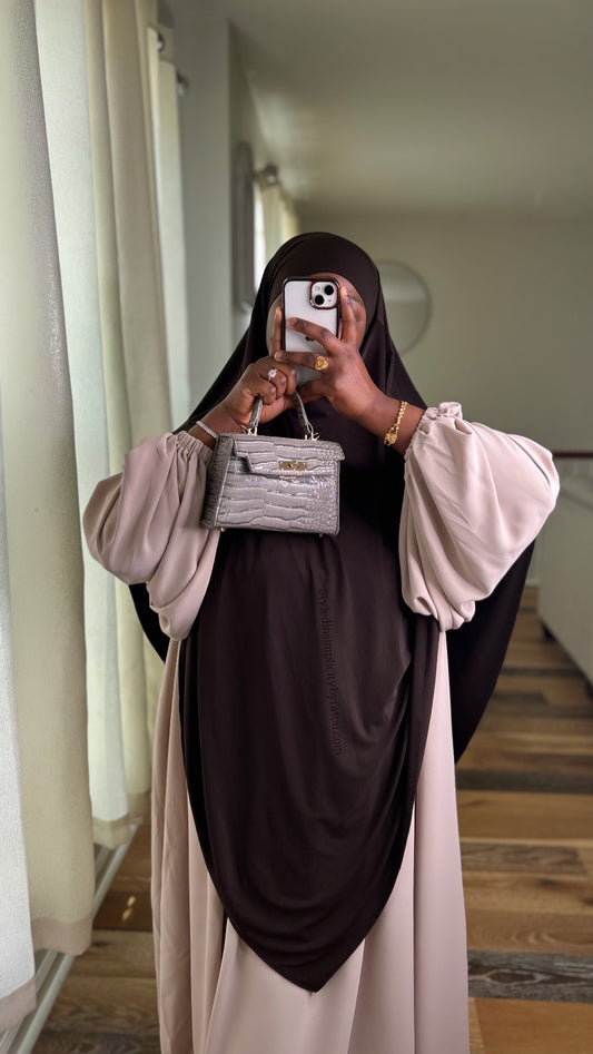 Long jersey premium khimar abaya set