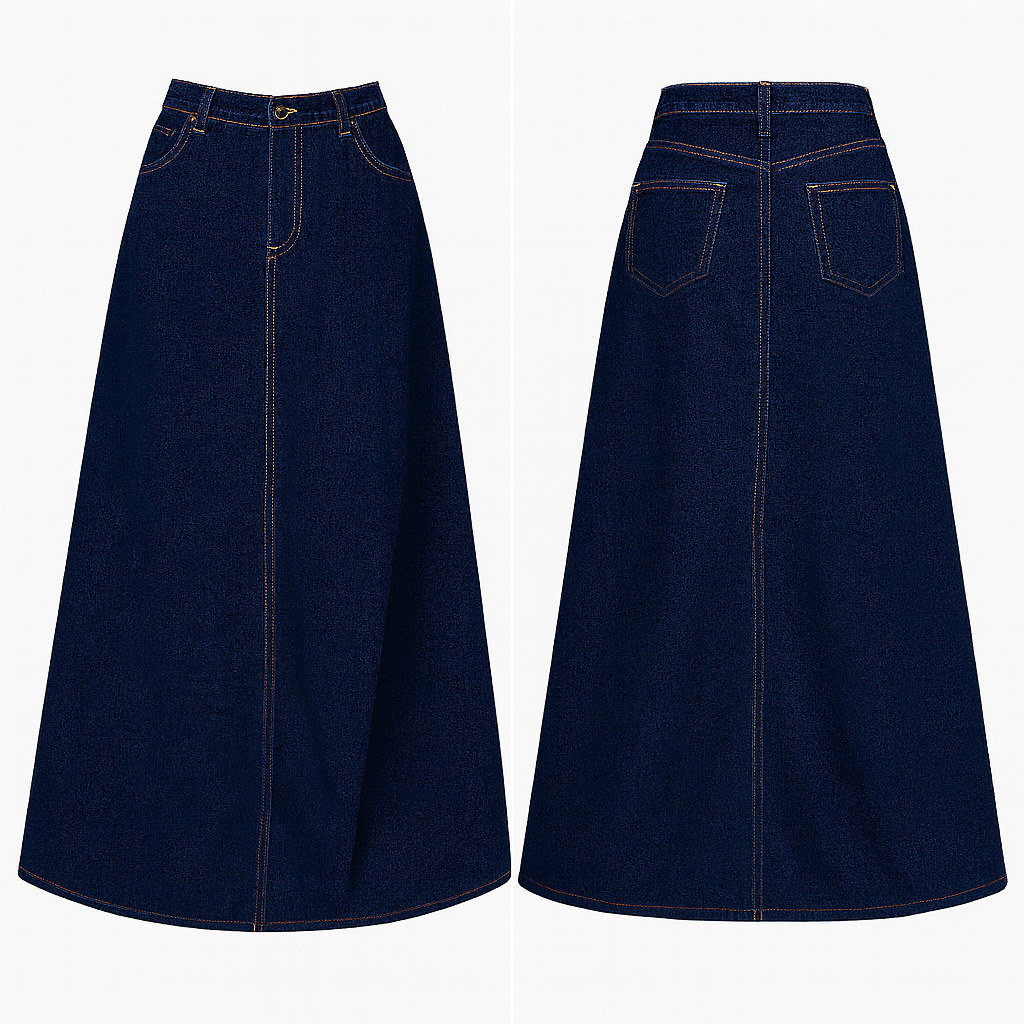 Denim 100% cotton jean maxi skirt
