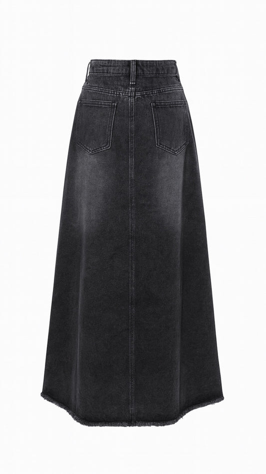 Denim 100% cotton jean maxi skirt