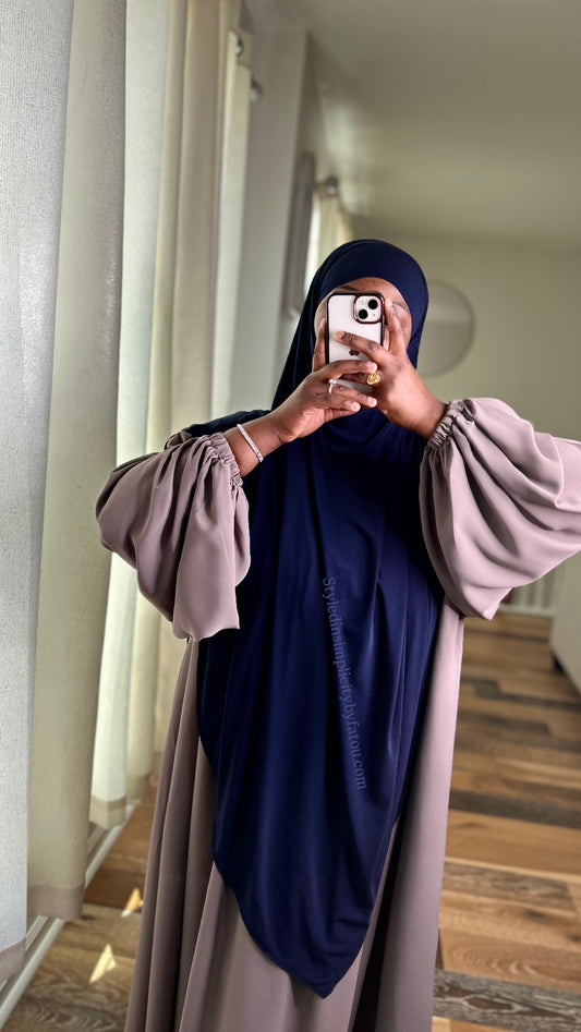 Long jersey premium khimar abaya set