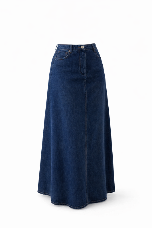 Denim 100% cotton jean maxi skirt