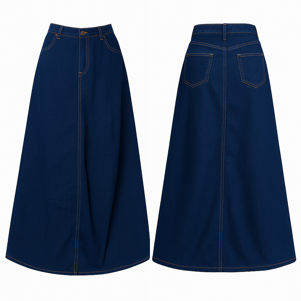Denim 100% cotton jean maxi skirt