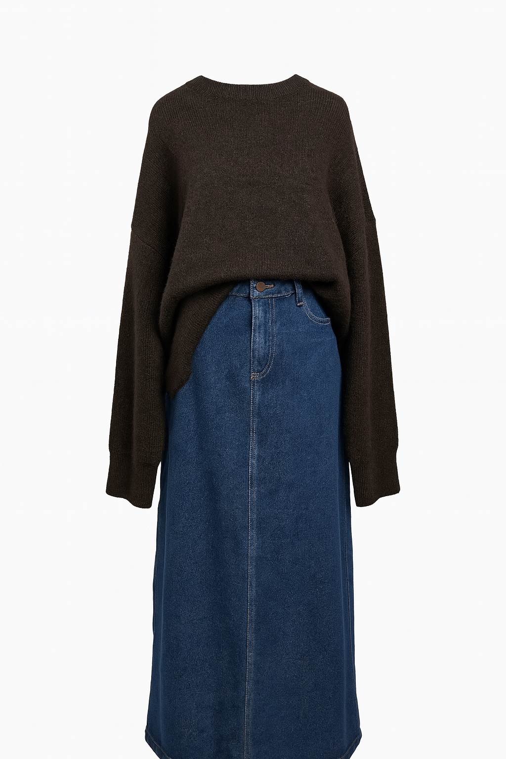 Denim 100% cotton jean maxi skirt