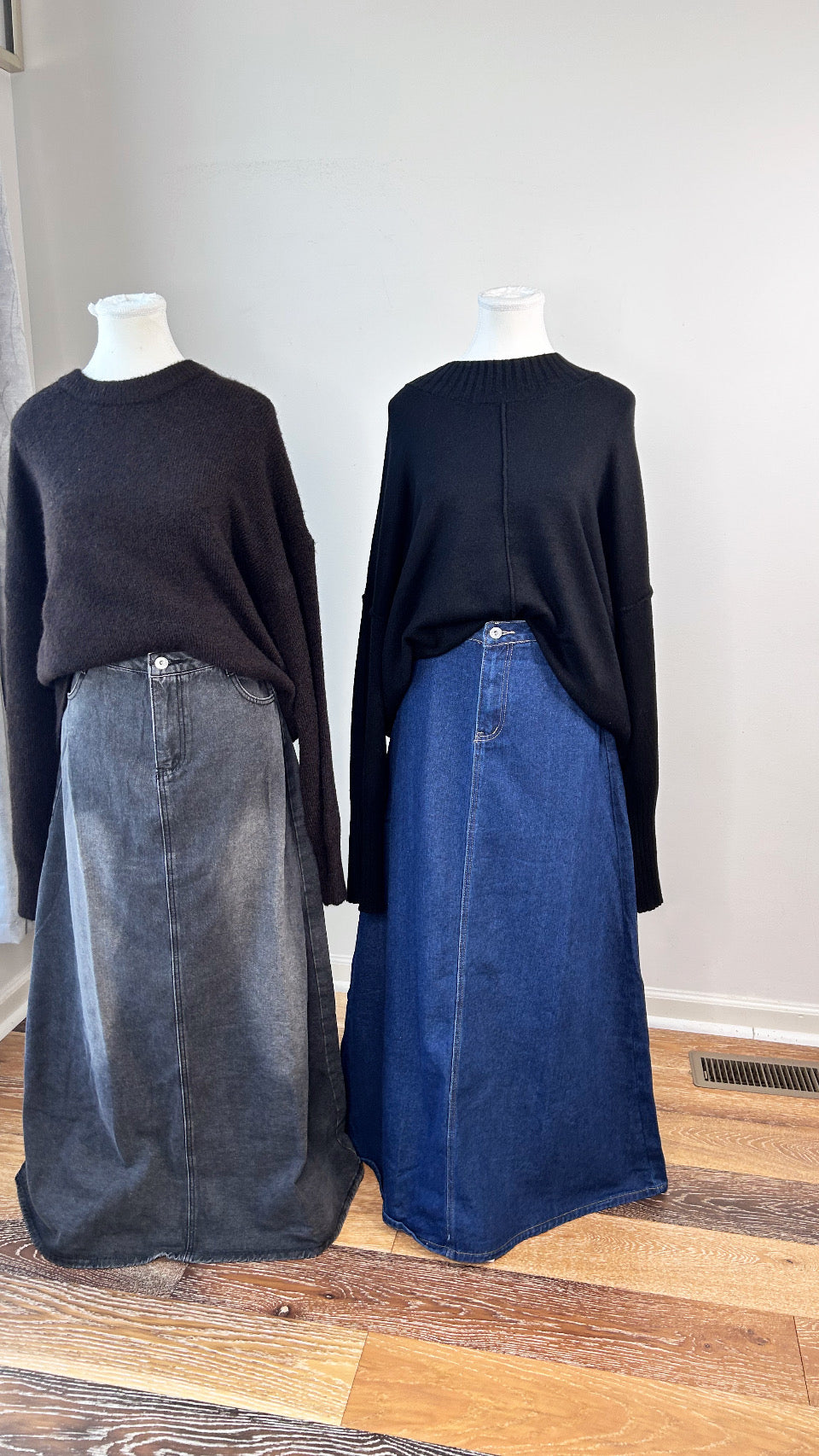 Denim 100% cotton jean maxi skirt