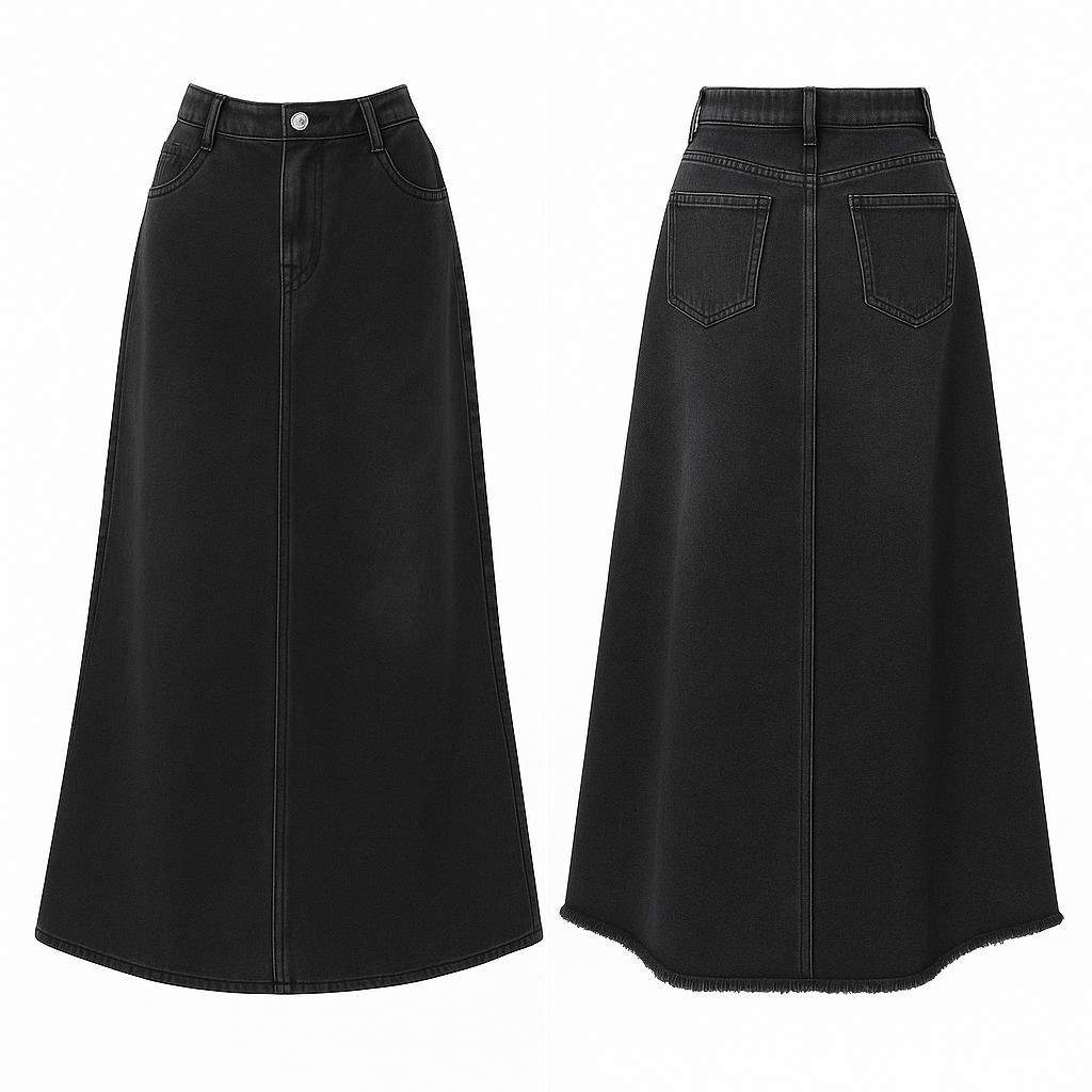 Denim 100% cotton jean maxi skirt