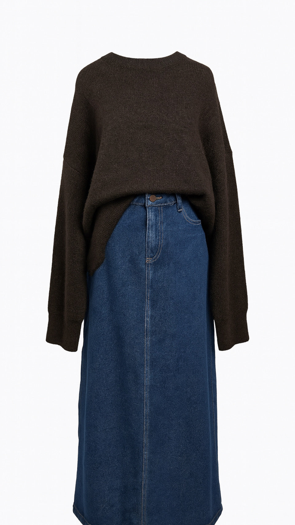 Denim 100% cotton jean maxi skirt