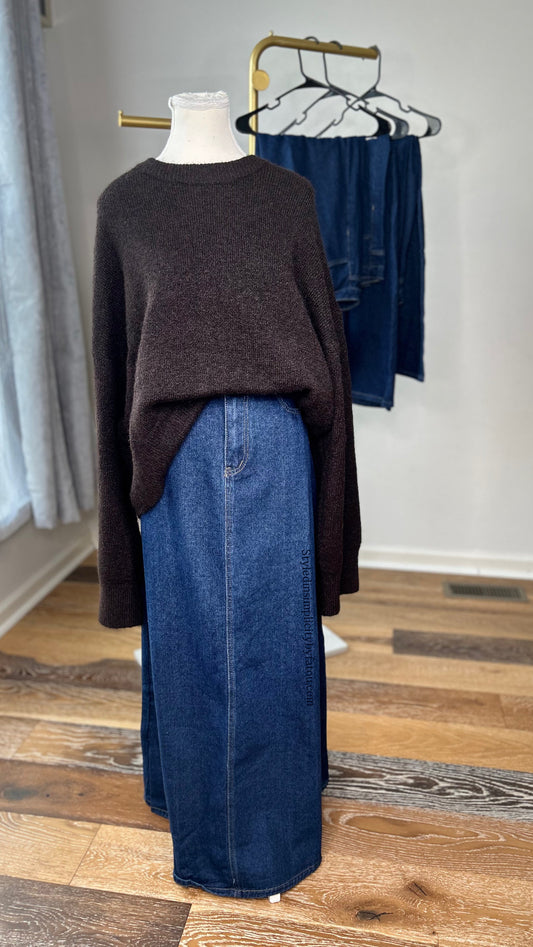 Denim 100% cotton jean maxi skirt