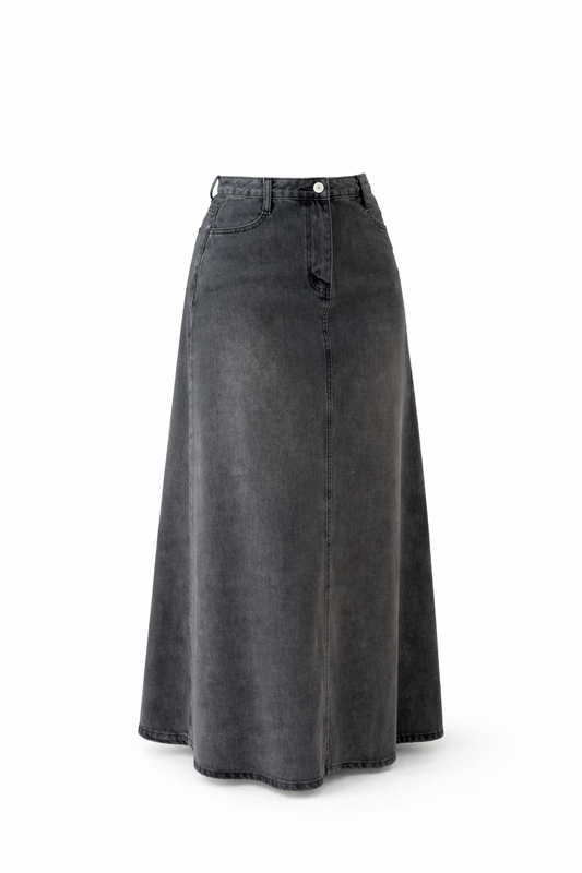 Denim 100% cotton jean maxi skirt