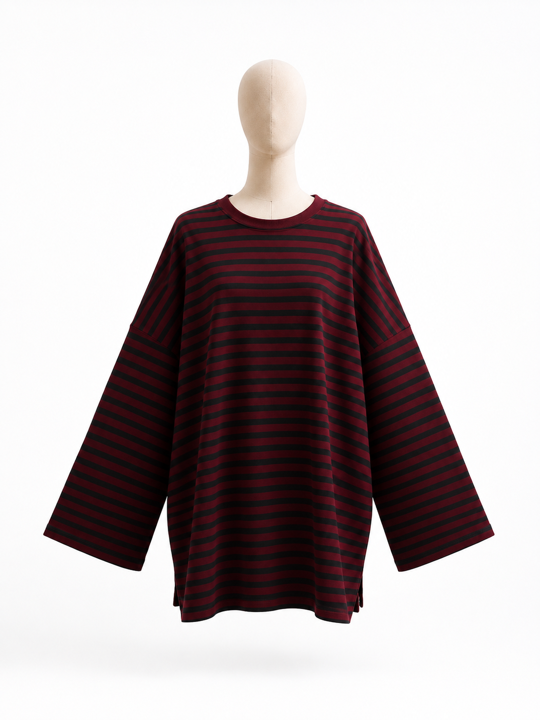 Oversized 80% Cotton Striped Modest Top for Women
