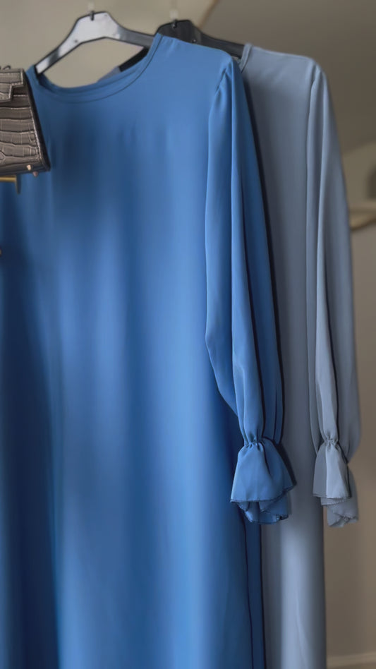 Blue flare slevve abaya